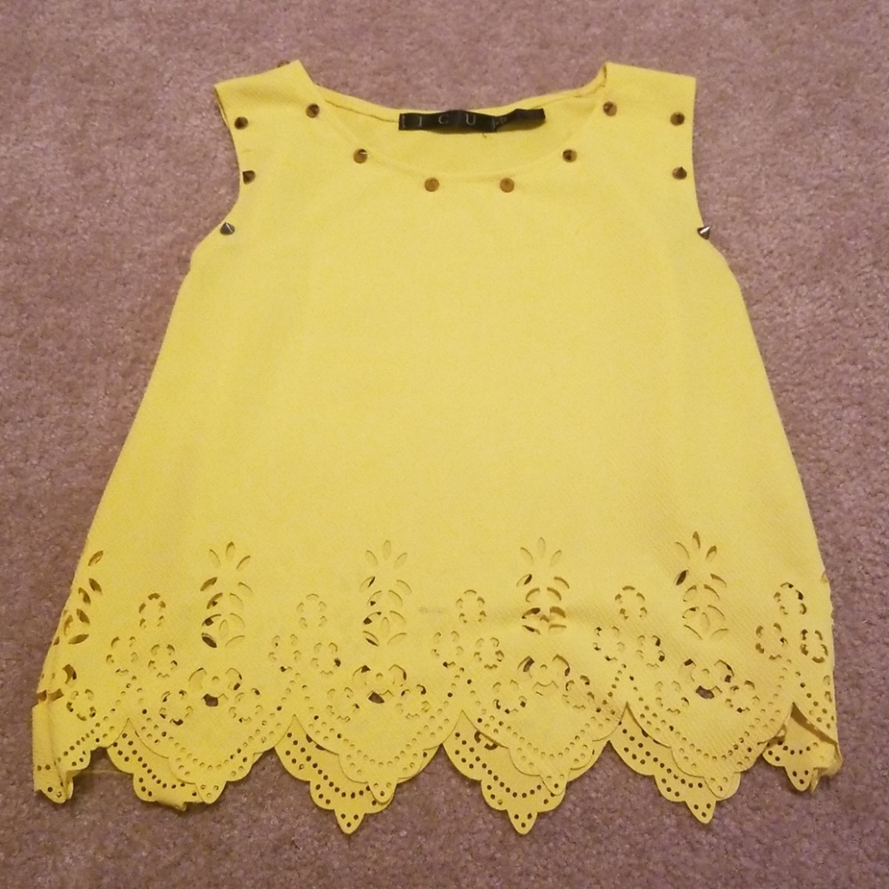 Bright yellow studded regular length top
